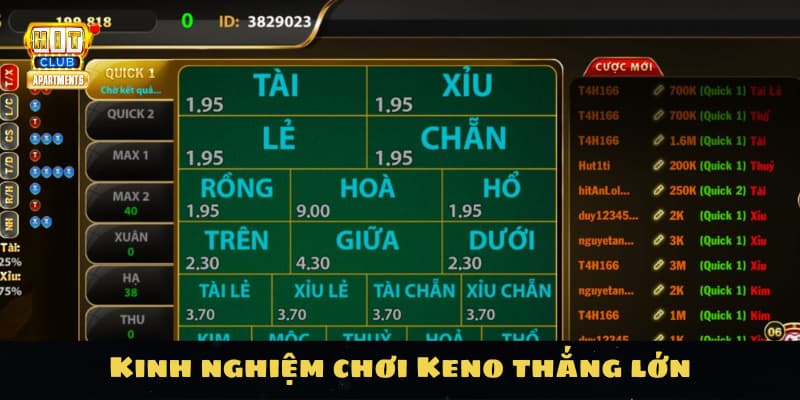 Chơi Keno Thắng Lớn Tại Hitclub: Cơ Hội Vàng Cho Người Chơi 4 Kinh nghiệm chơi Keno thắng lớn